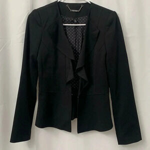 Women’s White House Black Market All Season Flounce Blazer  Size 2 Black EUC